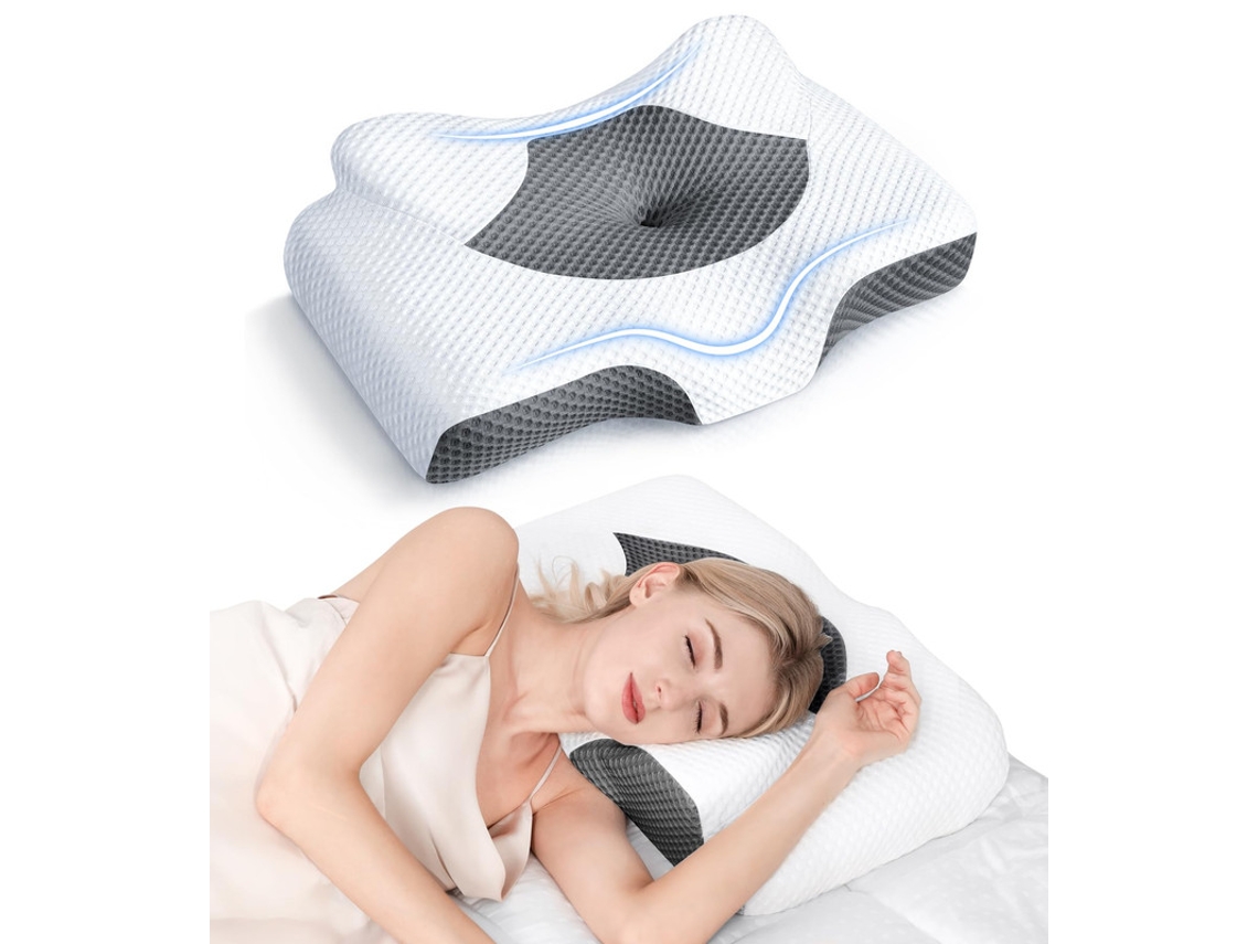 Almohada Cervical Osteopática, Almohadas De Espuma Viscoelástica Inodoras Con Diseño Hueco, Almohada Ortopédica Ajustable