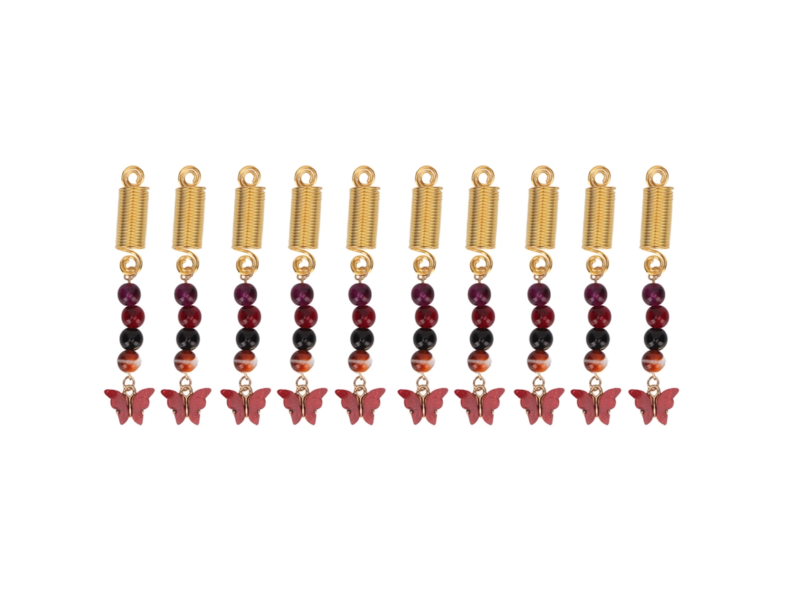 10pcs Colgantes De Pelo Diy Mariposa Amarilla De Metal Perlas Resorte Para Trenzas Accesorios De Pelo