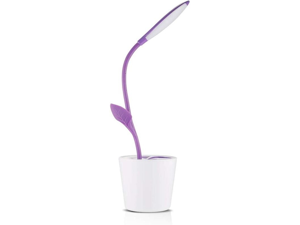 JILLIOPER Lámpara creativa de escritorio púrpura, lámpara de lectura inalámbrica de brillo ajustable con soporte para bolígrafo para luz nocturna, lectura, uso 