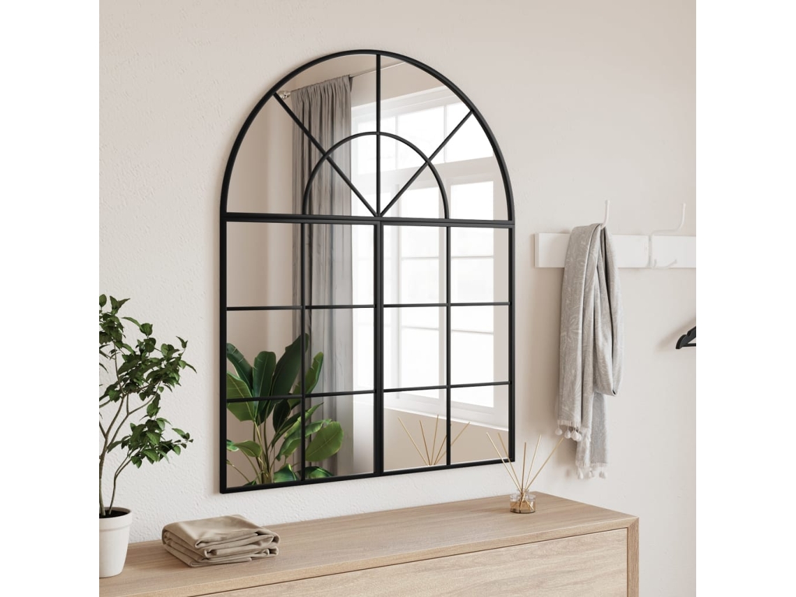 Espejo de pared arqueado de hierro negro de 80 x 100 cm, DKD HOME DECOR