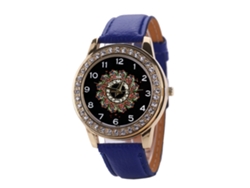 Reloj De Pulsera De Moda Para Mujer Con Correa De Piel Sintética Y Diamantes De Imitación En Una Esfera Redonda Grande.