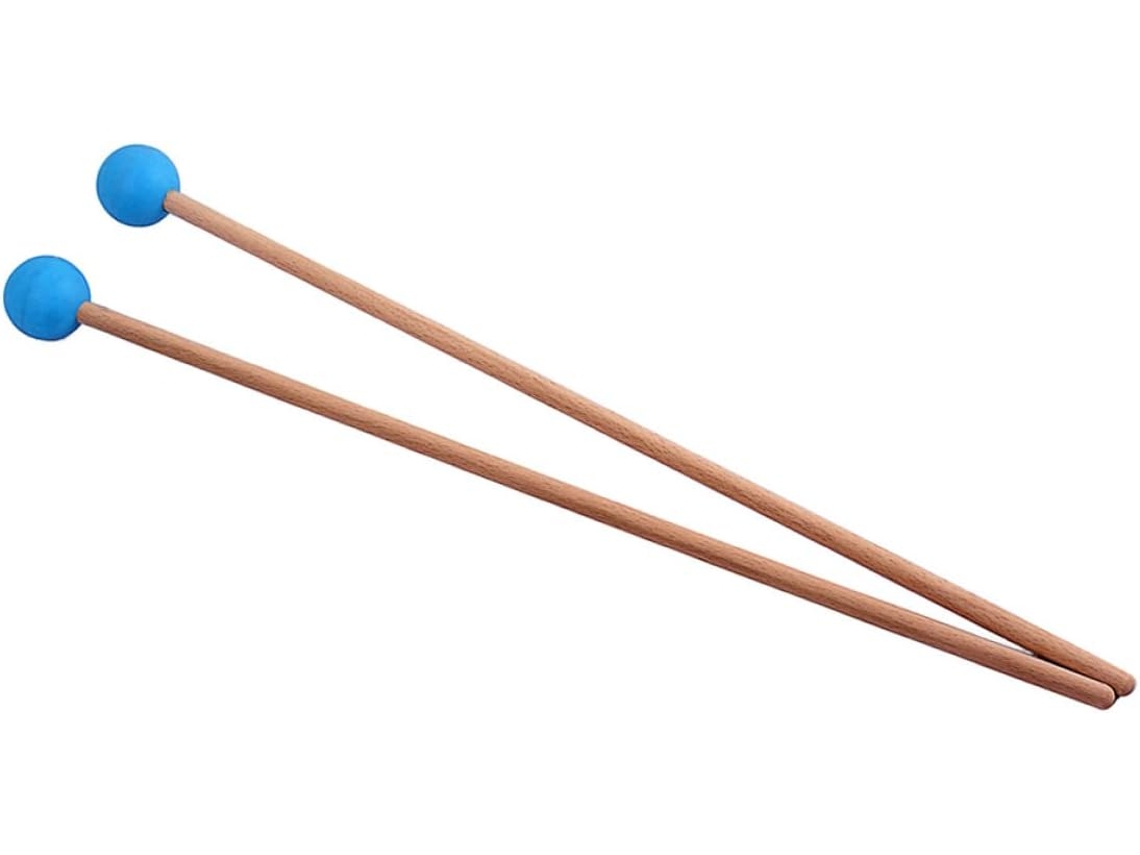 Baqueta De Percusión Grande De Color Azul Cielo Con Cabeza De Goma Y Mango De Madera, Mazo.