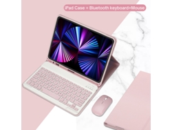 Funda con teclado Bluetooth para iPad magnético dividido con ranura para bolígrafo(9.7 5-6th Gen Air1-2 rosa) VEANXIN