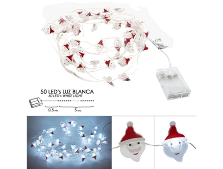Luces navidad a pilas 50 leds papa noel