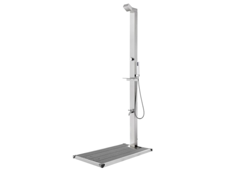 vidaXL Ducha de jardín con base gris 225 cm acero inoxidable