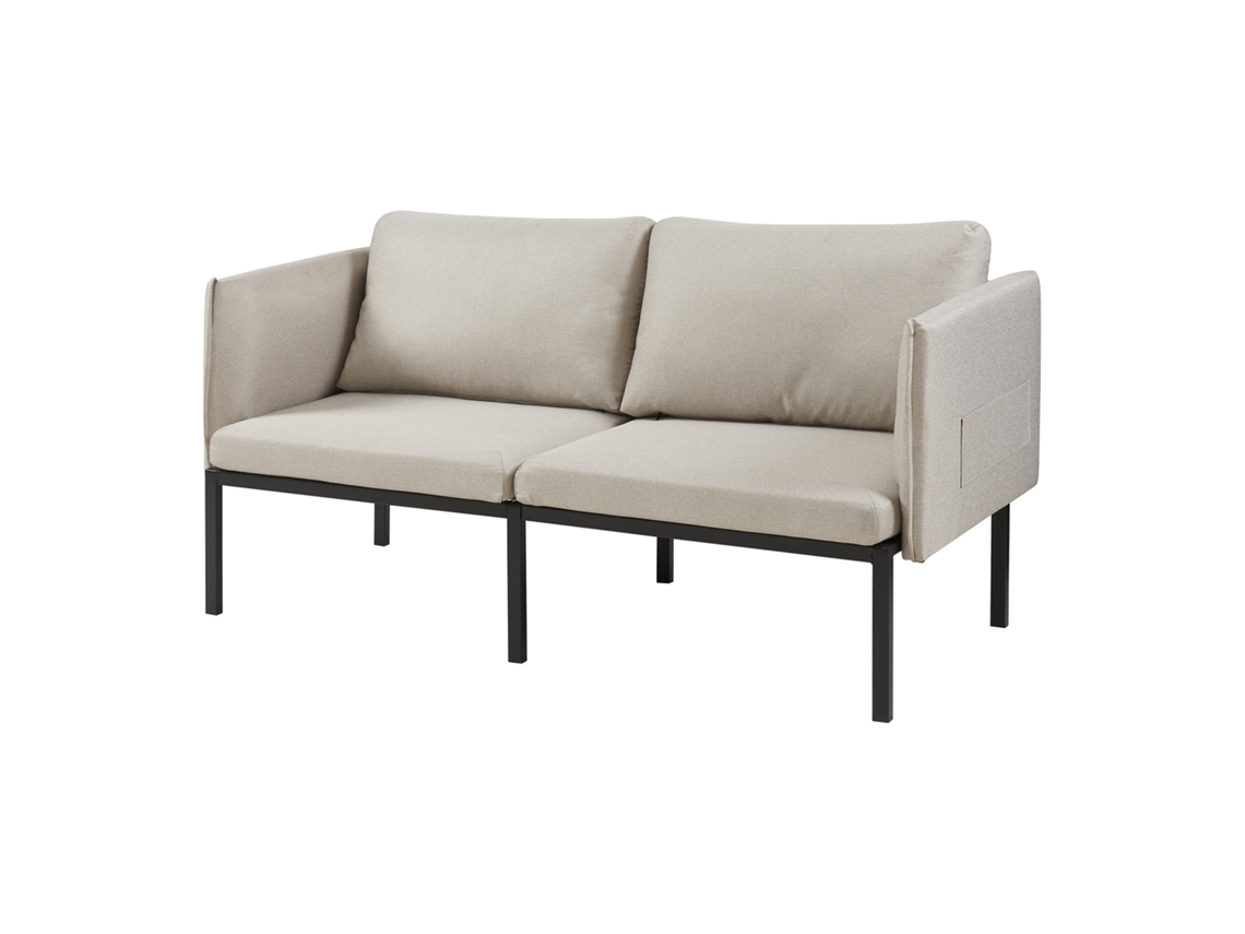 Sofá Kamar de 2 plazas tapizado con cojines 69x158x63cm beige [EN.CASA]