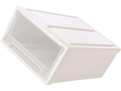 Caja organizadora de plástico blanco transparente, fácil de mover, cajones apilables, gran capacidad, GOKOCO Clothes