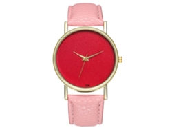 Reloj De Pulsera De Aleación Con Dial Redondo Analógico De Cuarzo Para Mujer Y Hombre (rosa)