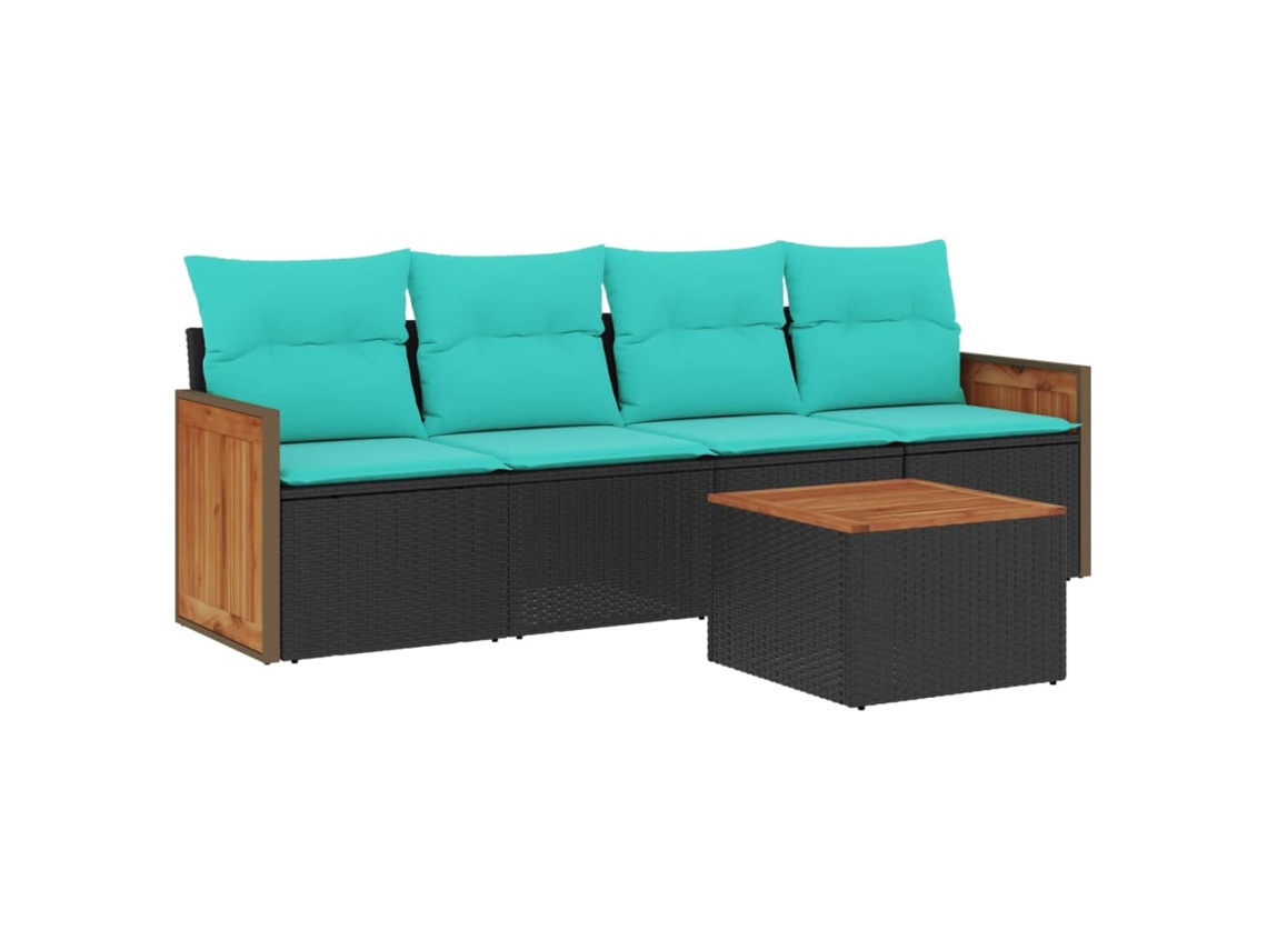 Maison Exclusive - Conjunto De Sofá De Jardín De 5 Piezas Con Cojines, De Poliratán Negro