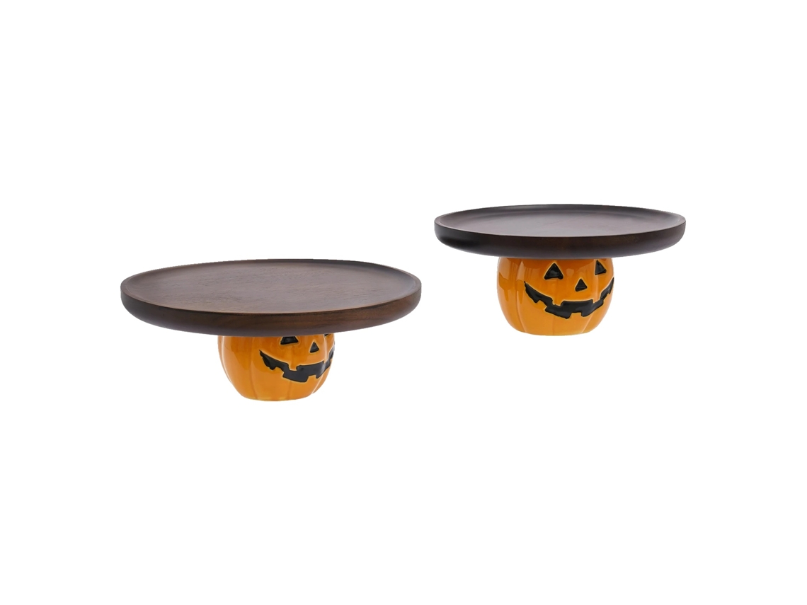 Bandeja para pastel, diseño redondo festivo de calabaza, juego de 2 piezas, color naranja (fabricación original)