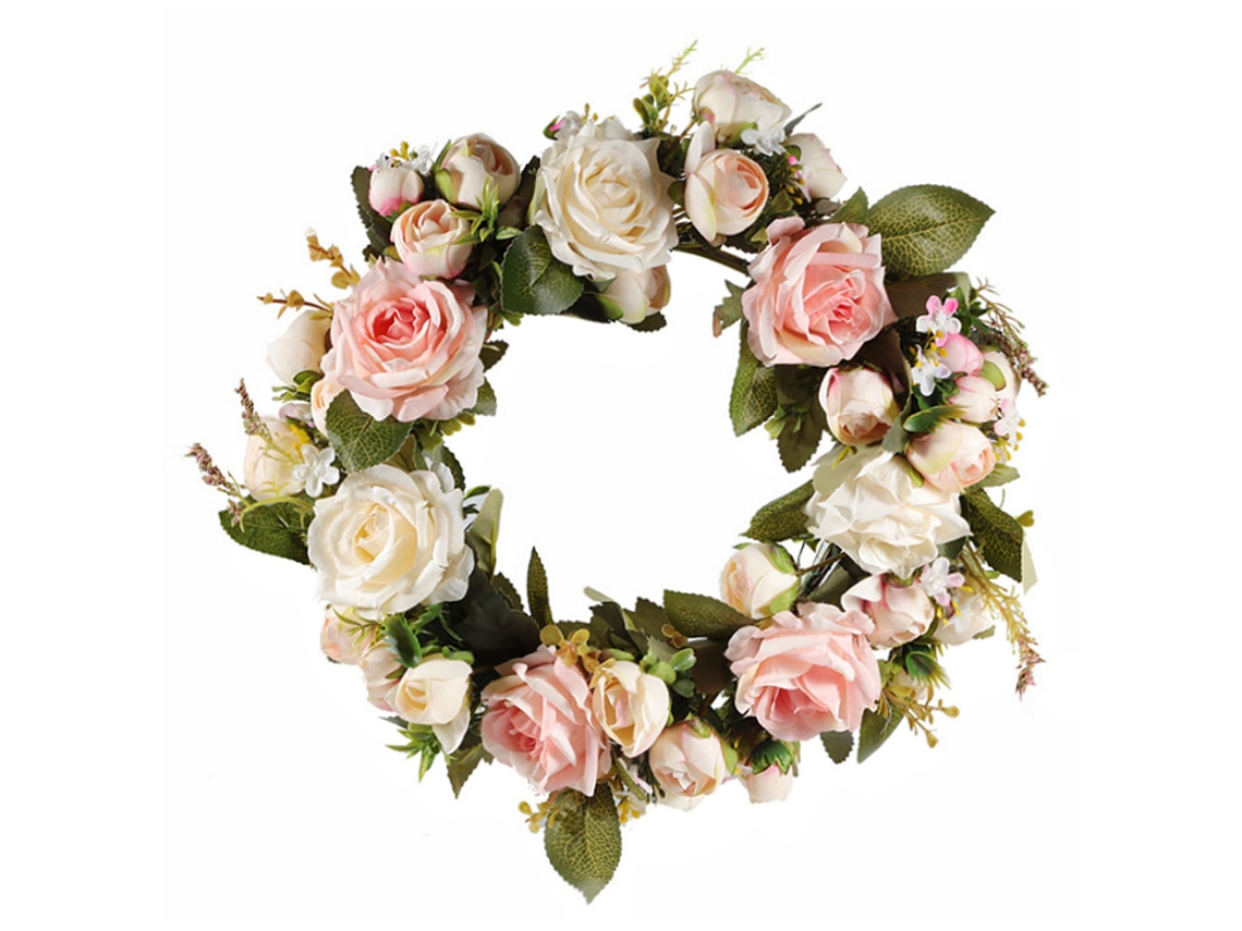 Corona de flores artificiales para puerta, 35 cm, decoración del hogar, boda, fiesta, Truyuety
