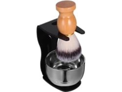 Kit De Afeitado Para Hombre: Brocha Para Barba De Cerdas Sintéticas, Tazón De Afeitar De Acero Inoxidable, Soporte Resistente.