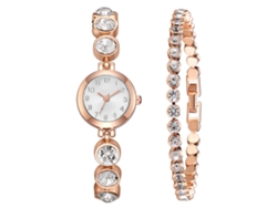 Reloj De Pulsera De Aleación Para Mujer, Estilo Elegante E Informal, Brazalete De Cuarzo, Oro Rosa Y Blanco.