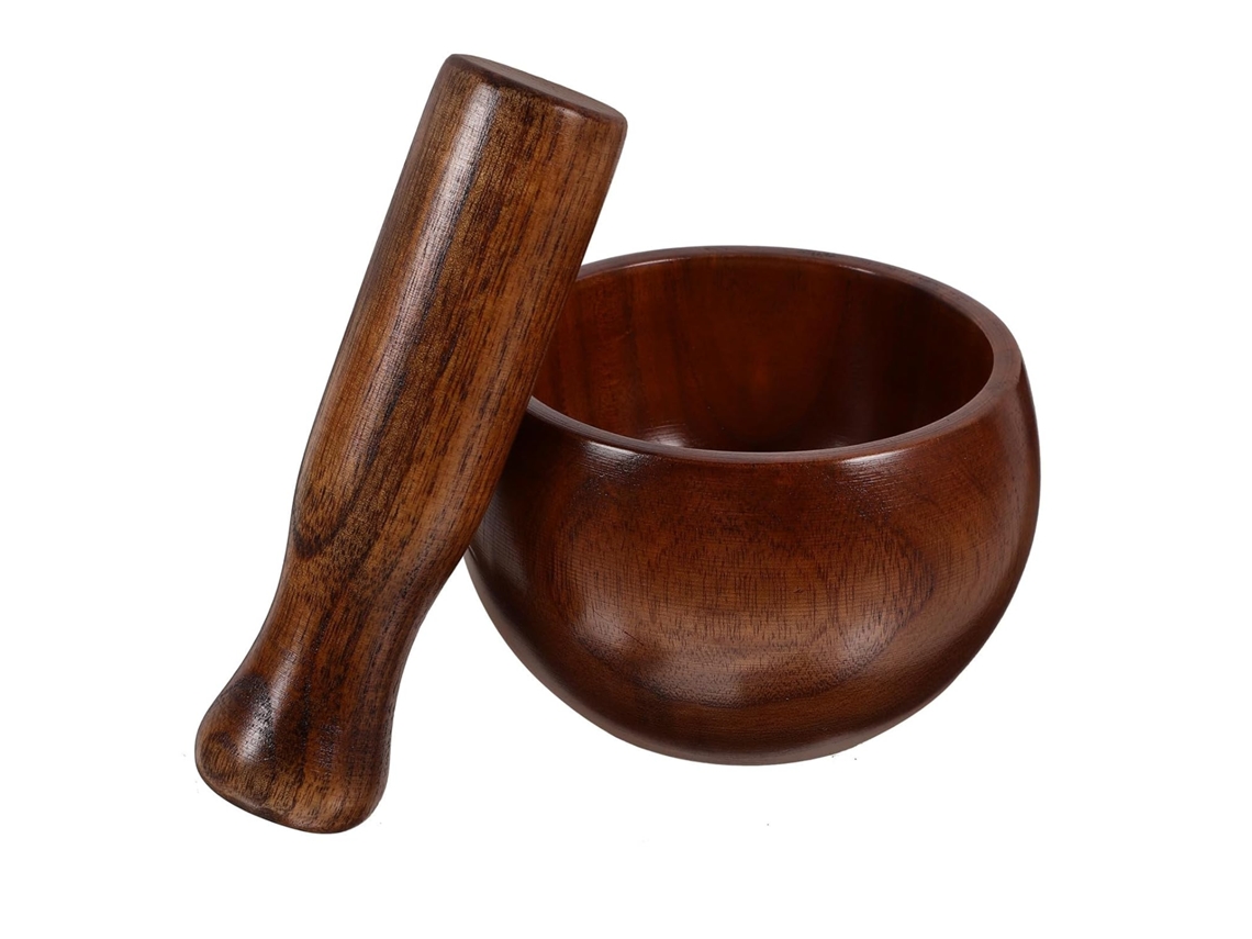 Mortero Y Maja De, Madera, Madera Natural, Tazón Y