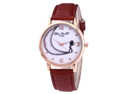 Reloj De Pulsera Para Mujer Zhoulianfa De Cuero Pu Dial Redondo De Cuarzo Café