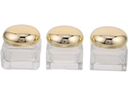 Nuobesty Juego De 3 Tarros De Cristal Transparente Con Tapas Doradas, Tarros Rellenables De 50 G Para Crema