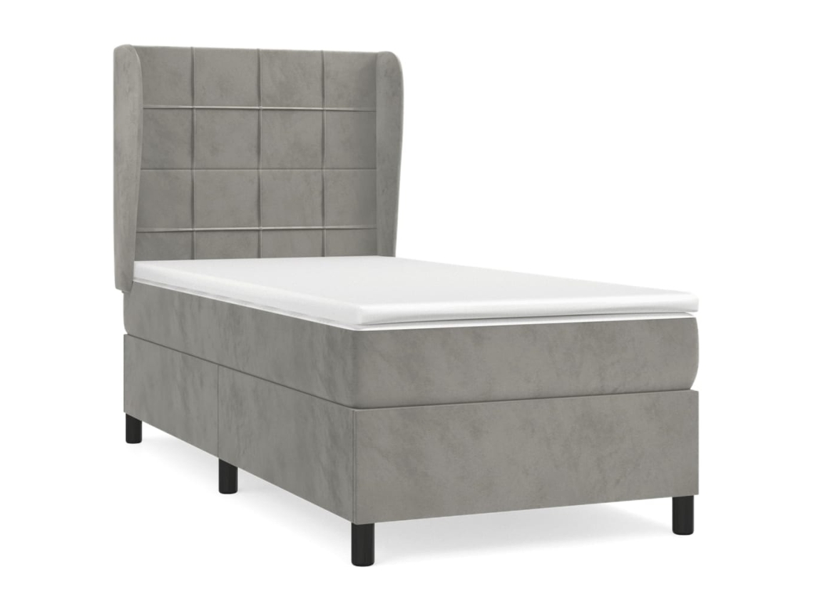 Maison Exclusive - Cama Box Spring Con Colchón Terciopelo Gris Claro 100x200 Cm