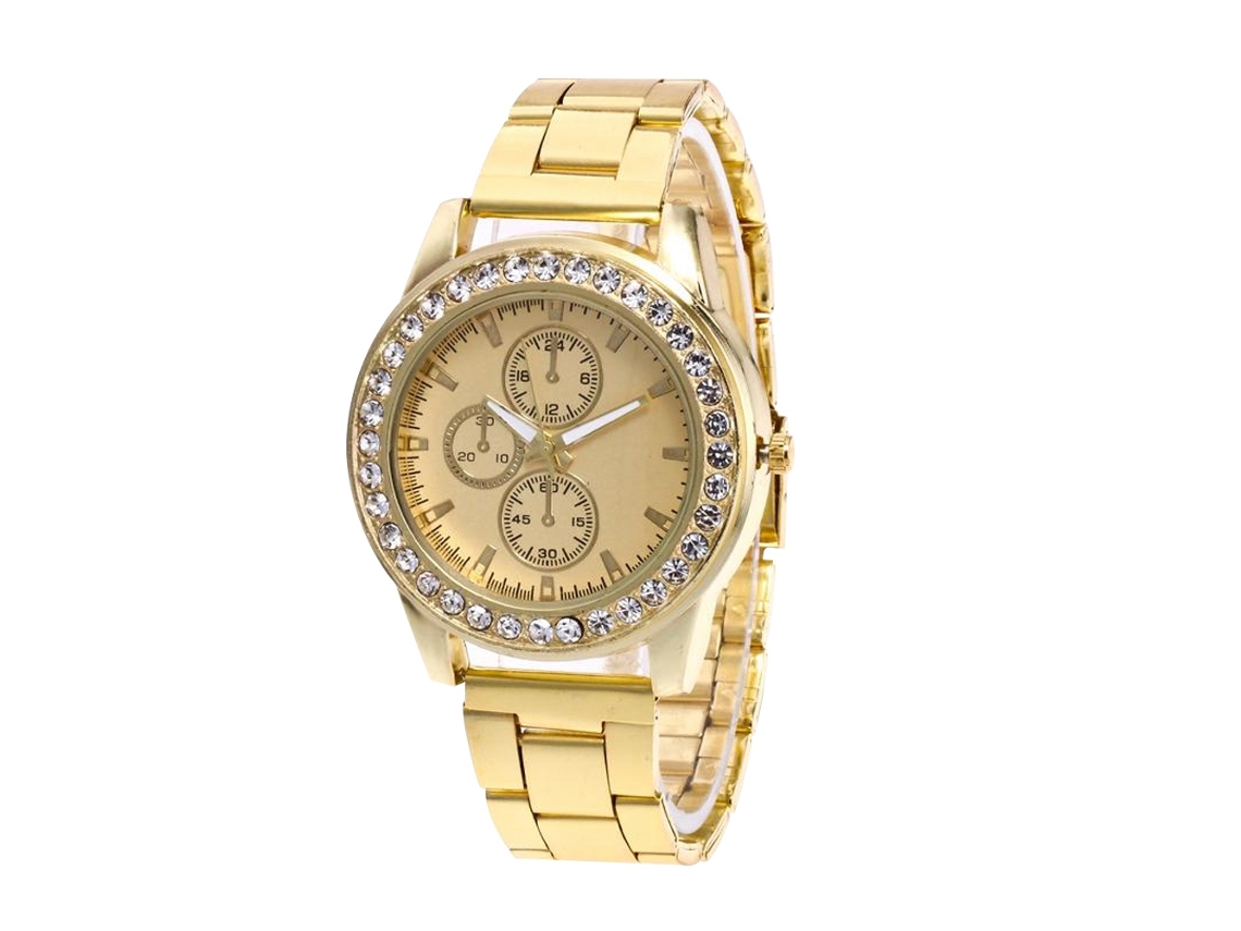 Reloj De Pulsera Analógico De Cuarzo Sencillo Con Brazalete De Acero Para Hombre Y Mujer (dorado)