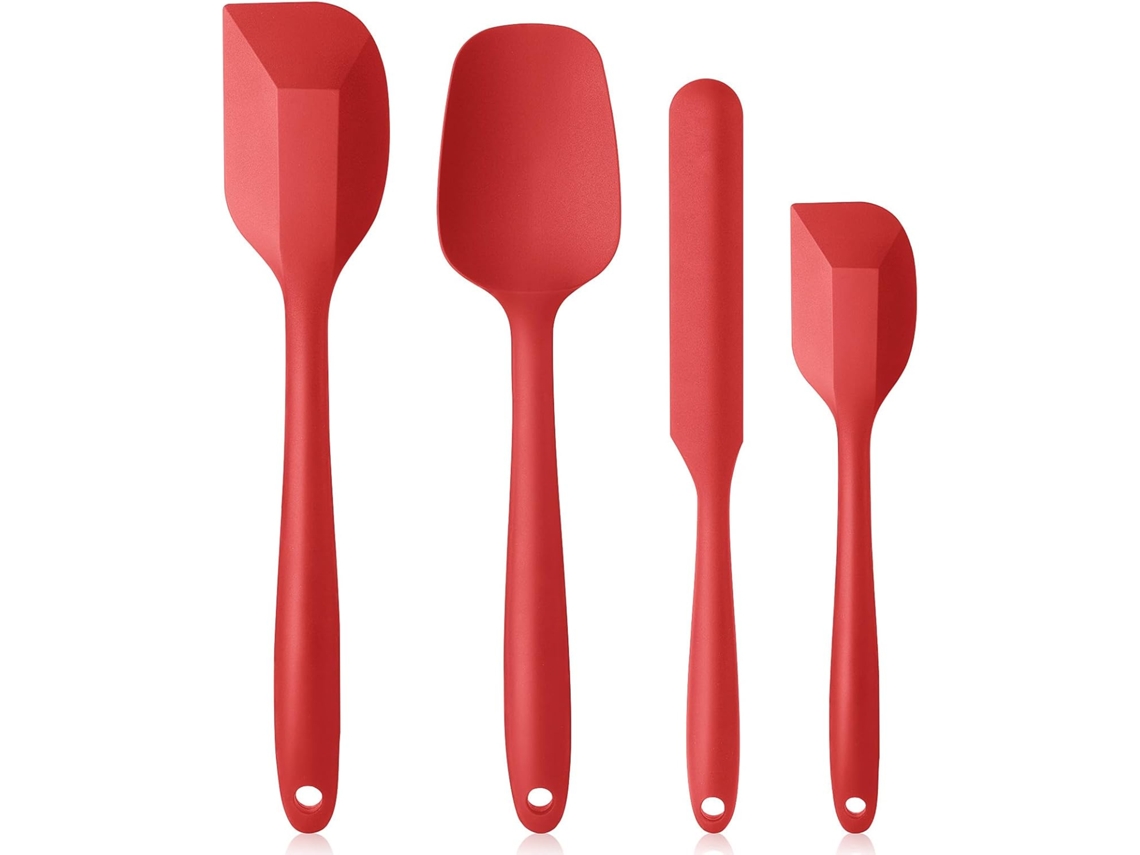 Espátula De Silicona Y Raspador De Masa, Conjunto De 4, Rojo