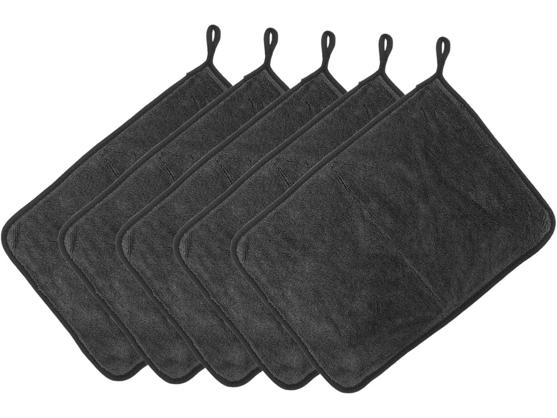 Juego de 5 paños de microfibra para coche, alta absorción, secado rápido, toallas gruesas para limpiar cristales, ventanas y más.