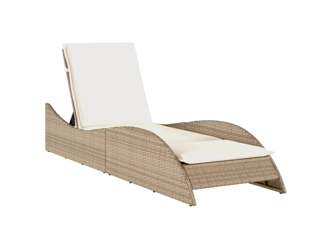 Chaise longue de mimbre beige con cojín MAISON EXCLUSIVE (60x205x73 cm)