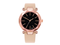 Reloj De Pulsera De Cuarzo Para Mujer Con Correa De Pu, Estilo Moderno (beige Y Amarillo)