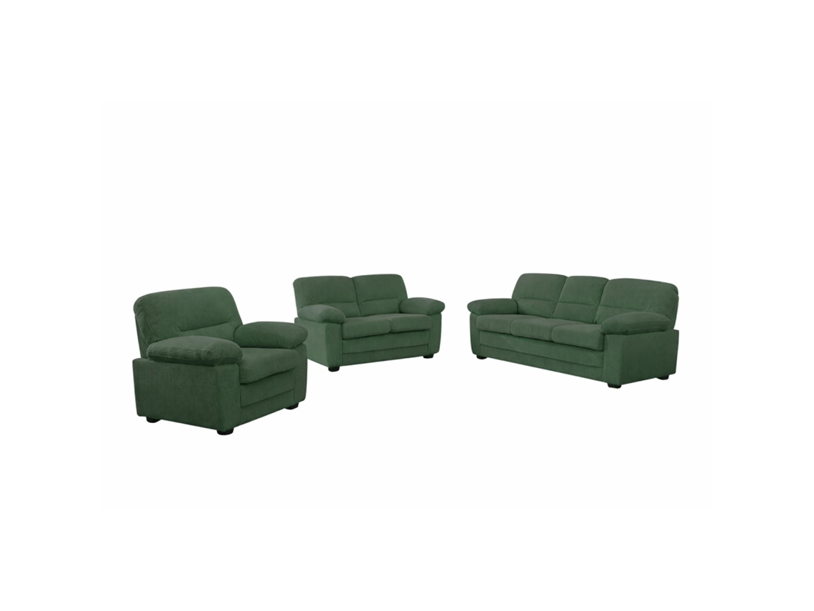 Sofá Lincoln de 3 plazas + 2 plazas + sillón en terciopelo pana verde oscuro