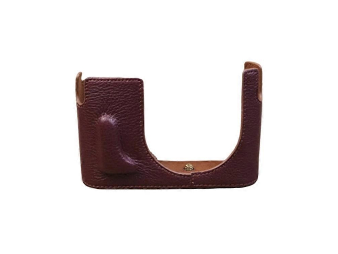 Estuche de cuero genuino compatible con cámara digital Leica Q, cubierta protectora de medio cuerpo con ranura para batería Facpoet