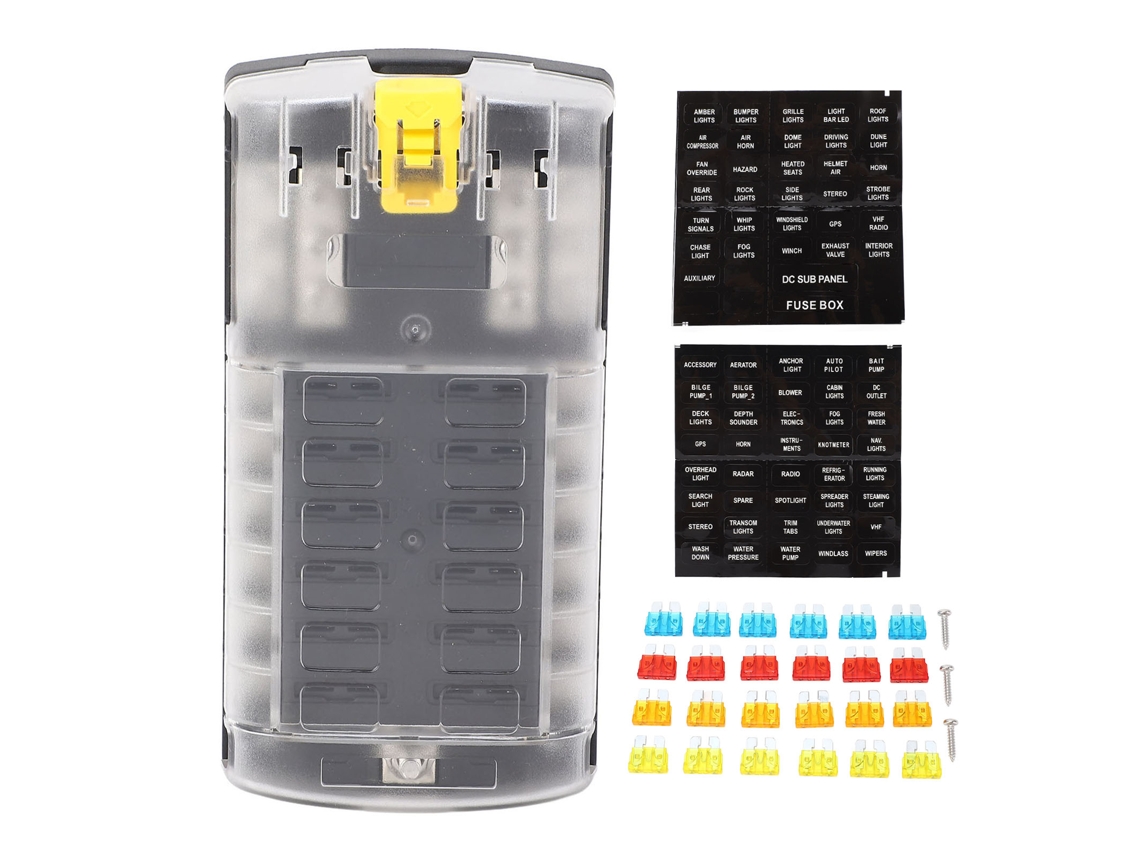 Caja De Fusibles St De 12 Circuitos Con Bloqueo De Seguridad, Fusibles De 5a-20a, 32v 180a