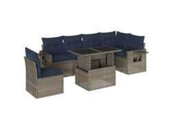 Maison Exclusive - Conjunto De Sofá De Jardín De 7 Piezas Con Cojines, Poliratán Gris