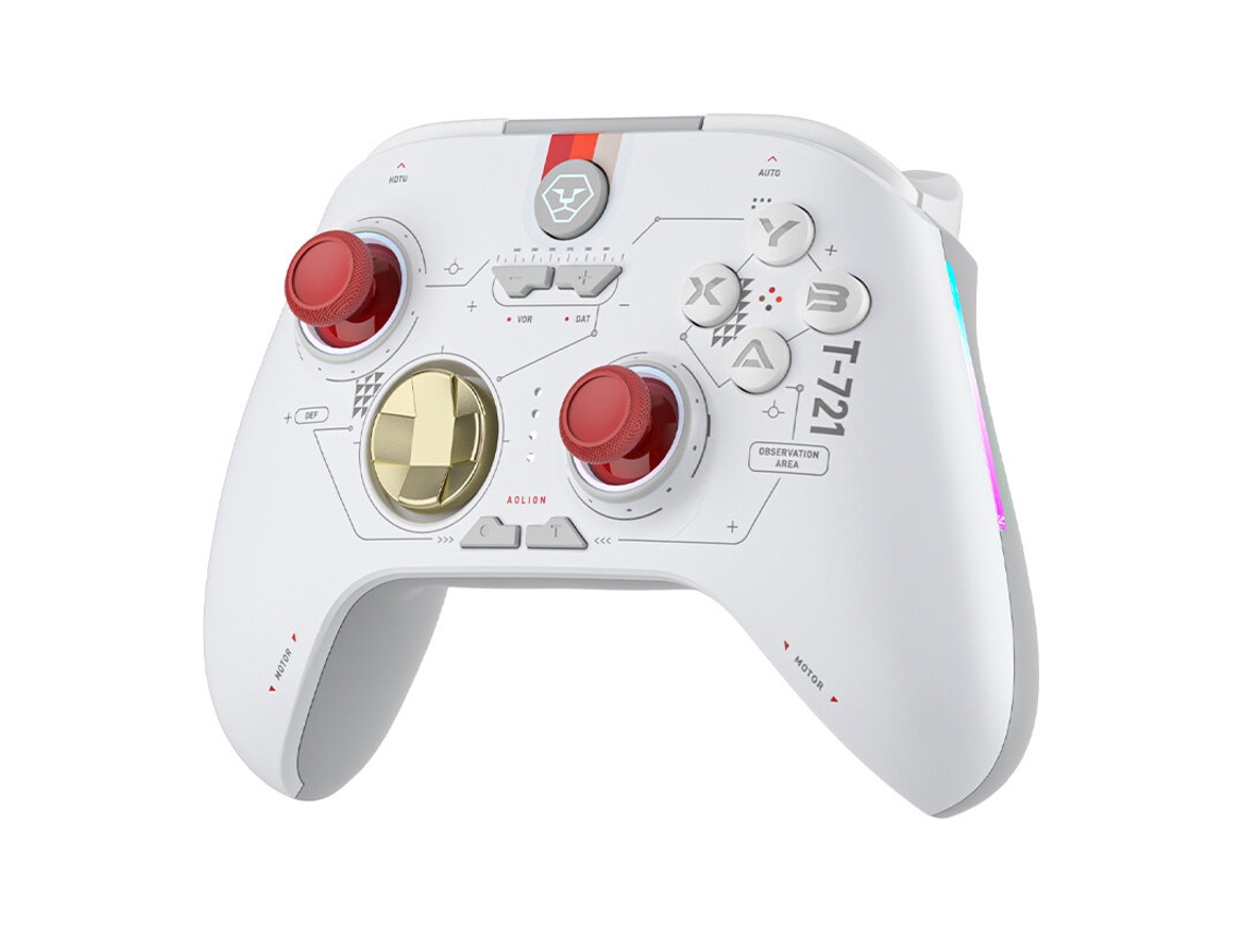 Controlador inalámbrico para juegos White-aolion AL-NS2286 RGB Hall con gatillo lineal, joystick Bluetooth y teclas traseras programables con macros.