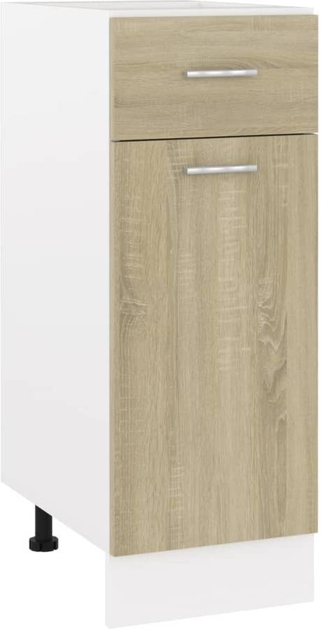 Inferior Vidaxl Drawer bottom cabinet 801207 madera 30 46 81.5 cm armario contrachapada color roble 30x46x815cm 30x46x815