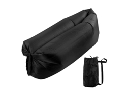 Silla De Aire Inflable Plegable Portátil, Cómoda, Para Acampar Al Aire Libre, Negra, Con Bolsa De Almacenamiento.