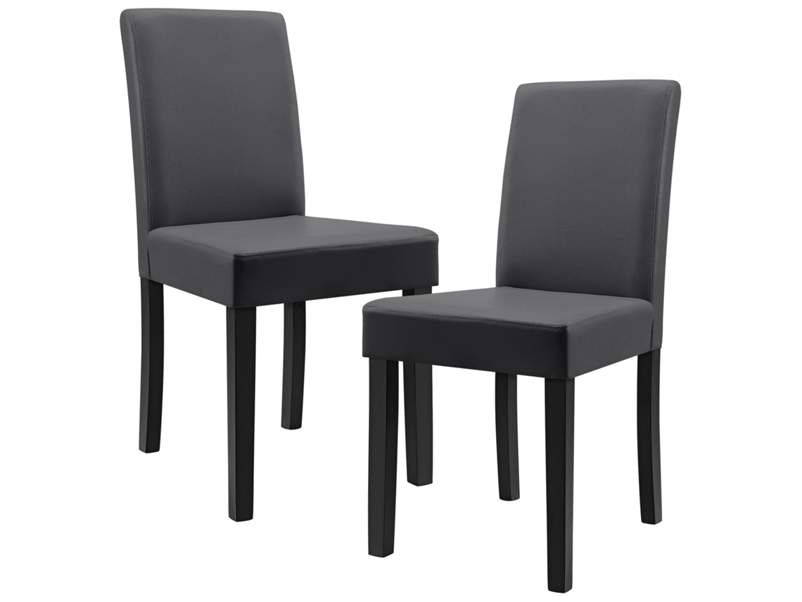 Conjunto de Cadeiras de Jantar [EN.CASA] (2 Un - Cinzento Escuro - 90x42x48 cm - Couro SintÃÂÃÂÃÂÃÂ©tico)