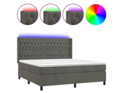 Maison Exclusive - Cama Box Spring Colchón Y Led Terciopelo Gris Oscuro 160x200 Cm