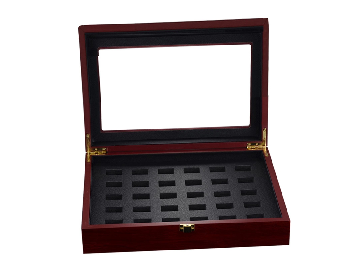 Joyero de madera con 27 compartimentos para anillos y joyas - Hengjian