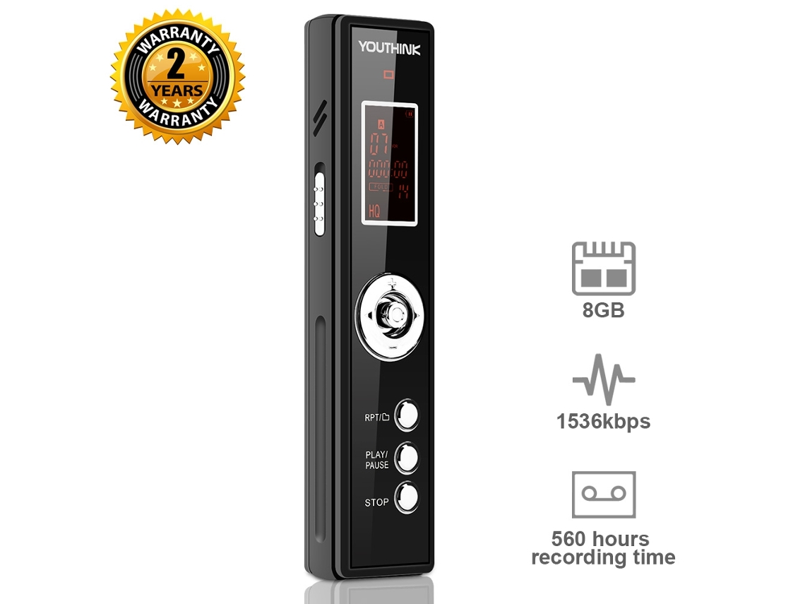 Grabadora Lcd Recargable Digital Con Micrófonos Estéreo Grabación Hd Con Activación Por Voz