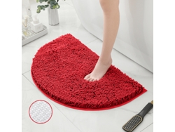 Alfombra de Baño LUUCOZK Antideslizantes Absorbentes Secado Rápido Decoración Fondo Tpr Poliéster Rojo (50x80cm)