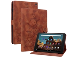 Funda de piel con ranuras para tarjetas para Amazon Fire HD 10 con diseño de lirio en color marrón Chennnls (2023)