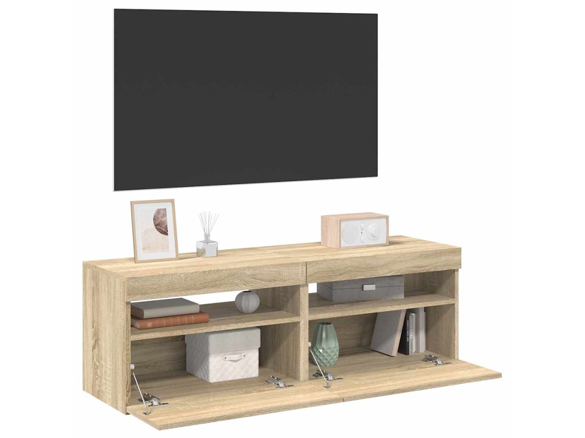 Muebles Para Tv Con Luces Led 2 Uds | Mueble De Salón | Cabinet De Tv Roble Sonoma 60x35x40 Cm Wsd994422
