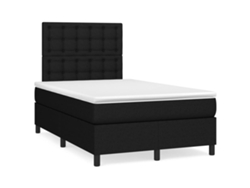 Cama Box Spring Con Colchón Y Luces Led Tela Negro 120x190 Cm