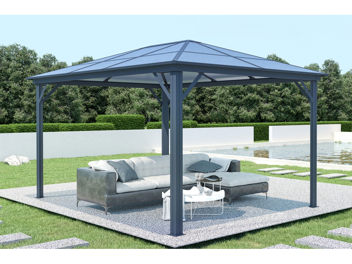 Cenador de jardin de aluminio grace 400 x 300 cm gris antracita
