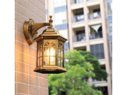 Lámpara De Pie Led Para Exteriores, Impermeable Para Jardín, Patio, Entrada Vehículos, Garaje, Bronce, Casquillo E27 (bombilla No Incluida).