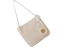 Bolso De Mano De Paja Tejida Color Beige Para Mujer, Ligero Y Espacioso, Ideal Para La Playa Y Fiestas.