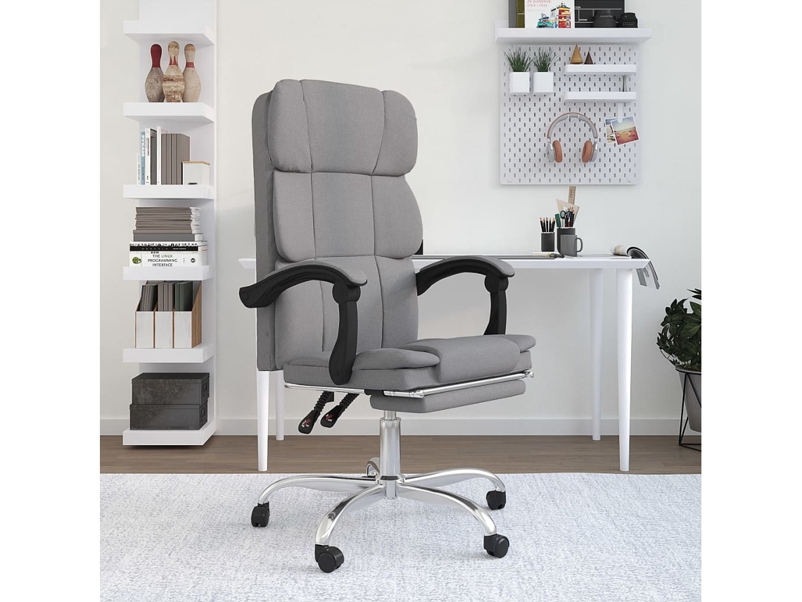 Sillón | Silla De Oficina Reclinable De Tela Gris Claro Wsd644054