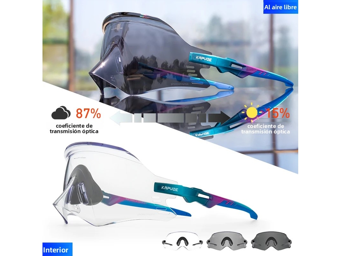 (modelo Fotocromático 6) Gafas De Ciclismo Unisex, Protección Uv400