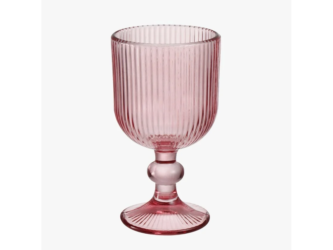 Juego De 6 Vasos Ribbed Rosa 35cl