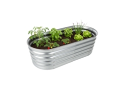 Relaxdays Huerto Elevado De Metal Galvanizado Para Flores, Plantas Y Verduras, 45 X 150 X 60 Cm, Ovalado, Plateado