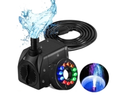 Bomba de agua sumergible de 16 W con luz LED, bajo nivel de ruido, para fuentes exteriores, acuarios, piscinas, jardines y otros usos.