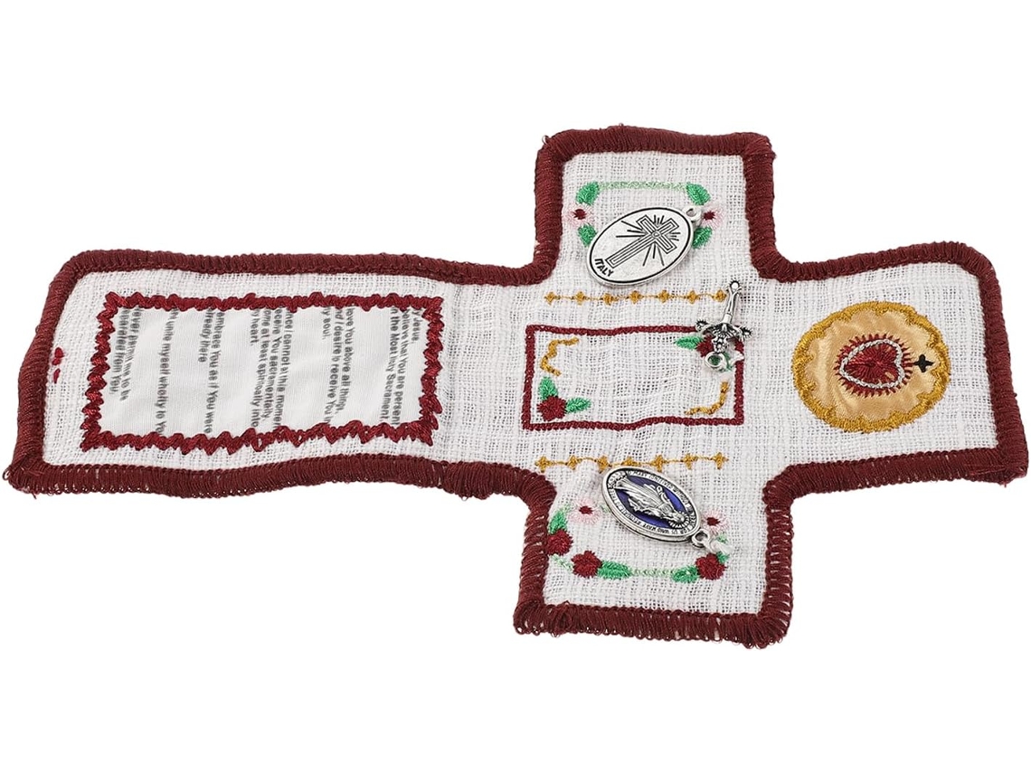 Kit de oración de tela compacto con cruz de metal